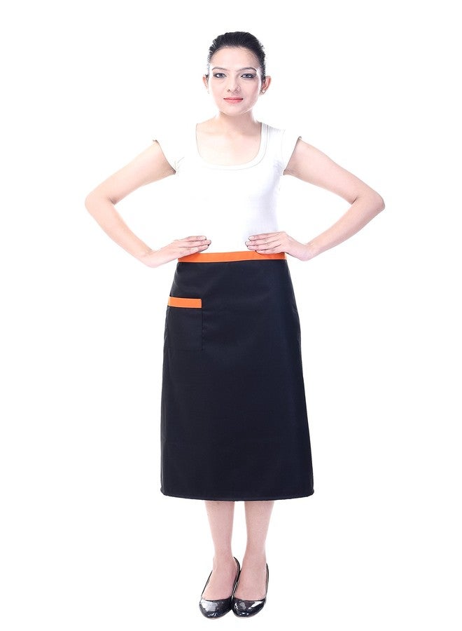 Switchon polyester one waterproof Bib Apron plus one waist apron black orange - Image 4